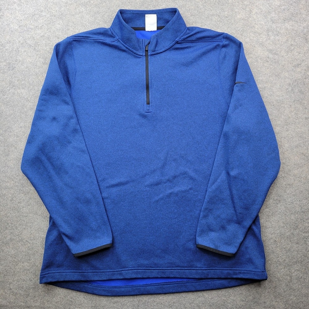 Nike Sweatshirt Mens 2XL Blue Therma-Fit 1/4 Zip Fleece Pullover Swoosh Logo